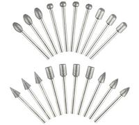 KEWAYO Lot de 20 fraises diamantées pour outil rotatif Dremel avec tige de 1/8" pour pierre, verre, céramique, sculpture, meulage, polissage, gravure