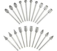 KEWAYO Lot de 20 fraises diamantées pour outil rotatif Dremel avec tige de 1/8" pour pierre, verre, céramique, sculpture, meulage, polissage, gravure