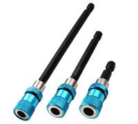 KEWAYO Lot de 3 rallonges magnétiques 1/4" (60/100/145 mm) porte inserts pour visseuse, perceuse et tournevis déverrouillage rapide