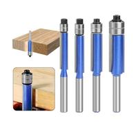 KEWAYO Lot de 4 fraises à fil pour bois 6,35 mm - double roulement, finition de précision, travail professionnel