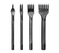 KEWAYO Lot de 4 perforatrices pour cuir en acier allié | 1/2/4/6 dents (5 mm) | Outil de poinçonnage professionnel pour ceinture, bracelet, cuir épais | Outil de bricolage tranchant avec poignée