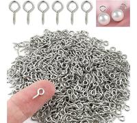 KEWAYO Lot de 400 petits crochets pour vis, Mini goupilles filetées Œillets à vis en acier inoxydable, petits yeux, vis filetés pour la résine, bijoux, perle et plastique (argent)