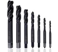 KEWAYO Lot de 7 mâles à filetage cassé en spirale en nitrure, M3 M4 M5 M6 M8 M10 M12 Coupeur de flûte à pointe métrique HSS 6542 Outil pour bois métal