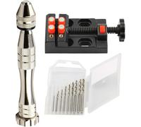 KEWAYO Mini Pin Vise Perceuse Manuelle pour Modélisme avec Set de Forets, Outil DIY pour Bijoux, Résine, Bois et Moules Accessoire de Précision pour Hobby