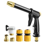 KEWAYO Pistolet Arrosage Haute Pression 4 Modes - 5 Adaptateurs Universels | Lavage auto, douche animaux, arrosage plantes. 4 modes: Jet, Cône, Concentré, Large. Compatible tuyaux standard