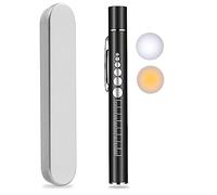 KEWAYO Stylo lumière, lampe de poche LED rechargeable USB avec jauge d'élève en acier inoxydable clip double source de lumière pour la maison et les activités de plein air (Noir)