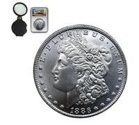 KEWEIYASW 1886 Morgan Coins,Uncirculated,Produced by The Philadelphia Mint（Randomly Give Away a Magnifying Glass with Light）