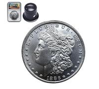 KEWEIYASW 1886 Morgan Dollar Coins for Collectors Randomly Given Magnifying Glass with Light