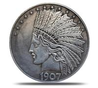 KEWEIYASW 1907 1 Piece Morgan Indian Head Ten Dollars US Old Coin Replica Collection United States of America Souvenir Party Gifts