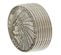KEWEIYASW 1907 7 Piece Morgan Indian Head Ten Dollars US Old Coin Replica Collection United States of America Souvenir Party Gifts