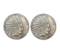 KEWEIYASW 1907 Antique Liberty Indian Head Ten-Dollars Coin - Great American Commemorative Old Coins-Discover History of US Coins Perfect Quality 2 PCS