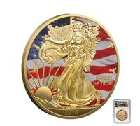 KEWEIYASW 2018 Eagle Prismatic Medallion: Heat-Resistant Color Relief, 1.06 oz Feather Core, Crystal Shield Box - a for Any Collector.