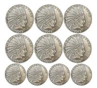 KEWEIYASW Antique Liberty Indian Head $10 Dollar Coin, Rare Old Coins for Collectors & American Coin Collection (1907 10PCS)
