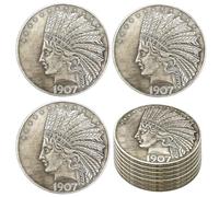 KEWEIYASW Antique Liberty Indian Head $10 Dollar Coin, Uncirculated Morgan Silver Dollar,Rare Old Coins for Collectors & American Coin Collection (1907 10PCS)