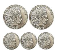 KEWEIYASW Antique Liberty Indian Head $10 Dollar Coin, Uncirculated Morgan Silver Dollar,Rare Old Coins for Collectors & American Coin Collection (1907 5PCS)