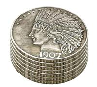 KEWEIYASW Antique Liberty Indian Head $10 Dollar Coin, Uncirculated Morgan Silver Dollar, Rare Old Coins for Collectors & American Coin Collection (1908 7PCS)