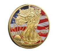 KEWEIYASW Statue of Liberty Commemorative Coin 2013 Chromatic Edition: Precision Micro-Print on Both Faces, Eagle Motif, housed in Impact-Deflecting Crystal Armor.