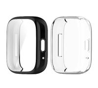 Keweni Coque pour Redmi Watch 3 Lite/Redmi Watch 3 Active,2 Pièces Protection d'écran en TPU Souple Protection intégrale Bumper Coque de Protection pour Redmi Watch 3 Lite (Transparente+Noir)