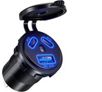 Kewig Prise USB 12 V pour voiture, 108 W, super rapide, double PD3.0 et QC3.0 3 ports multiples pour voiture, prise allume-cigare USB C de rechange 12 V étanche pour moto, camping-car, chariot de golf