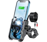 KEWIG Support de téléphone pour moto USB QC 3.0 36 W, port de charge rapide, base de montage antidérapante en alliage d'aluminium IP66, étanche IP66, support de téléphone portable, guidon ou barre de