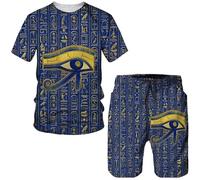 kewing Ancien Horus Dieu Egyptien Oeil d'Egypte Pharaon Imprimé 3D Tees/Shorts/Suits Hommes Hip Hop Streetwear Vêtements Ensemble 2 pièces Unisexe
