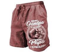 kewing Être Grand-père est Un Honneur être Papa est Inestimable. Shorts élastiques Taille pour Homme Pantalons Courts décontractés Shorts d'été de Plage avec Poches