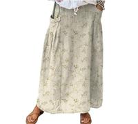 kewing Femme Boho Floral Maxi Jupe Casual Taille Élastique Jupes Longues Vacances Fluide Jupe De Plage avec Poches Latérales