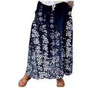 kewing Femme Boho Floral Maxi Jupe Casual Taille Élastique Jupes Longues Vacances Fluide Jupe De Plage avec Poches Latérales