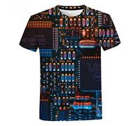 kewing Hommes Circuit imprimé T-Shirts Mode Creative 3D Impression numérique T-Shirt à Manches Courtes
