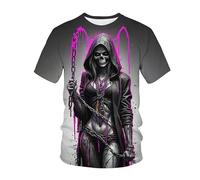 kewing Hommes Squelettes en Métal T-Shirts Impression 3D Nouveauté Guerrier Graphique Manches Courtes Col O Pull Mode Rue Muscle Tops