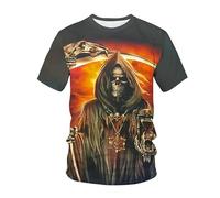 kewing Hommes Squelettes en Métal T-Shirts Impression 3D Nouveauté Guerrier Graphique Manches Courtes Col O Pull Mode Rue Muscle Tops