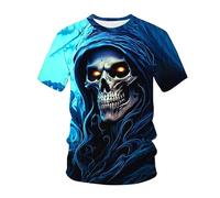 kewing Hommes Squelettes en Métal T-Shirts Impression 3D Nouveauté Guerrier Graphique Manches Courtes Col O Pull Mode Rue Muscle Tops