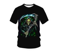 kewing Hommes Squelettes en Métal T-Shirts Impression 3D Nouveauté Guerrier Graphique Manches Courtes Col O Pull Mode Rue Muscle Tops