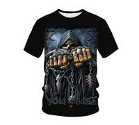 kewing Hommes Squelettes en Métal T-Shirts Impression 3D Nouveauté Guerrier Graphique Manches Courtes Col O Pull Mode Rue Muscle Tops