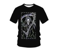 kewing Hommes Squelettes en Métal T-Shirts Impression 3D Nouveauté Guerrier Graphique Manches Courtes Col O Pull Mode Rue Muscle Tops