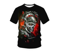 kewing Hommes Squelettes en Métal T-Shirts Impression 3D Nouveauté Guerrier Graphique Manches Courtes Col O Pull Mode Rue Muscle Tops