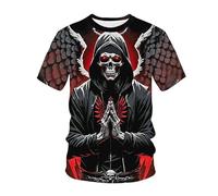 kewing Hommes Squelettes en Métal T-Shirts Impression 3D Nouveauté Guerrier Graphique Manches Courtes Col O Pull Mode Rue Muscle Tops