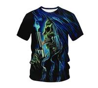 kewing Hommes Squelettes en Métal T-Shirts Impression 3D Nouveauté Guerrier Graphique Manches Courtes Col O Pull Mode Rue Muscle Tops