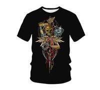 kewing Hommes Squelettes en Métal T-Shirts Impression 3D Nouveauté Guerrier Graphique Manches Courtes Col O Pull Mode Rue Muscle Tops