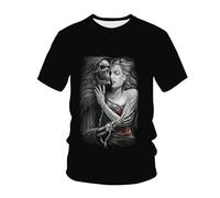 kewing Hommes Squelettes en Métal T-Shirts Impression 3D Nouveauté Guerrier Graphique Manches Courtes Col O Pull Mode Rue Muscle Tops