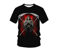 kewing Hommes Squelettes en Métal T-Shirts Impression 3D Nouveauté Guerrier Graphique Manches Courtes Col O Pull Mode Rue Muscle Tops