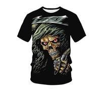 kewing Hommes Squelettes en Métal T-Shirts Impression 3D Nouveauté Guerrier Graphique Manches Courtes Col O Pull Mode Rue Muscle Tops