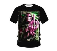 kewing Hommes Squelettes en Métal T-Shirts Impression 3D Nouveauté Guerrier Graphique Manches Courtes Col O Pull Mode Rue Muscle Tops