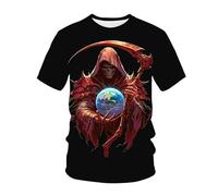 kewing Hommes Squelettes en Métal T-Shirts Impression 3D Nouveauté Guerrier Graphique Manches Courtes Col O Pull Mode Rue Muscle Tops