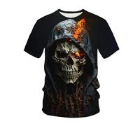 kewing Hommes Squelettes en Métal T-Shirts Impression 3D Nouveauté Guerrier Graphique Manches Courtes Col O Pull Mode Rue Muscle Tops