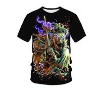 kewing Hommes Squelettes en Métal T-Shirts Impression 3D Nouveauté Guerrier Graphique Manches Courtes Col O Pull Mode Rue Muscle Tops