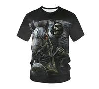 kewing Hommes Squelettes en Métal T-Shirts Impression 3D Nouveauté Guerrier Graphique Manches Courtes Col O Pull Mode Rue Muscle Tops
