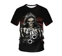 kewing Hommes Squelettes en Métal T-Shirts Impression 3D Nouveauté Guerrier Graphique Manches Courtes Col O Pull Mode Rue Muscle Tops