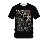kewing Hommes Squelettes en Métal T-Shirts Impression 3D Nouveauté Guerrier Graphique Manches Courtes Col O Pull Mode Rue Muscle Tops