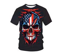 kewing Hommes Squelettes en Métal T-Shirts Impression 3D Nouveauté Guerrier Graphique Manches Courtes Col O Pull Mode Rue Muscle Tops